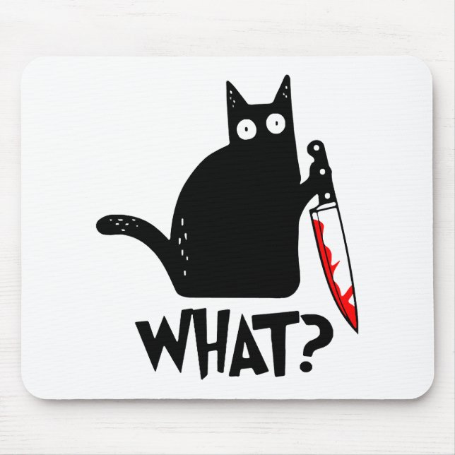Mordisk katt med kniv musmatta (Framsidan)