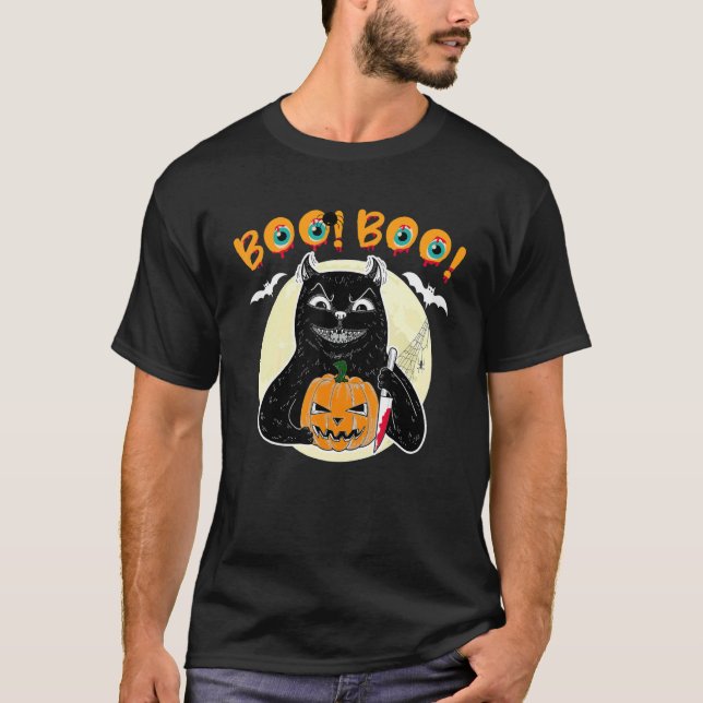 Mordisk katt med kniv t shirt (Framsida)