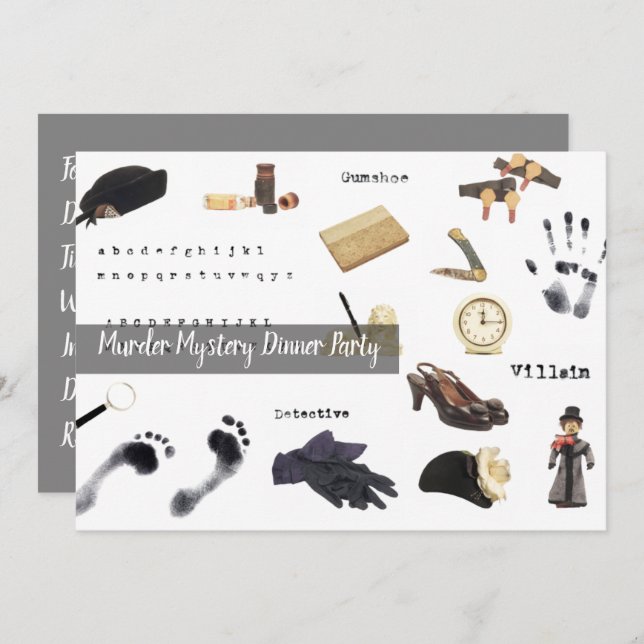 Mordmysteriets natt som gjorde det i Party Inbjudningar (Fram/baksida)