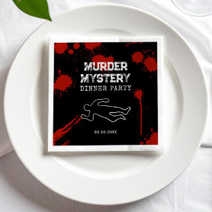 Mordmysterisk Middag med Blodfläckar Pappersservett
