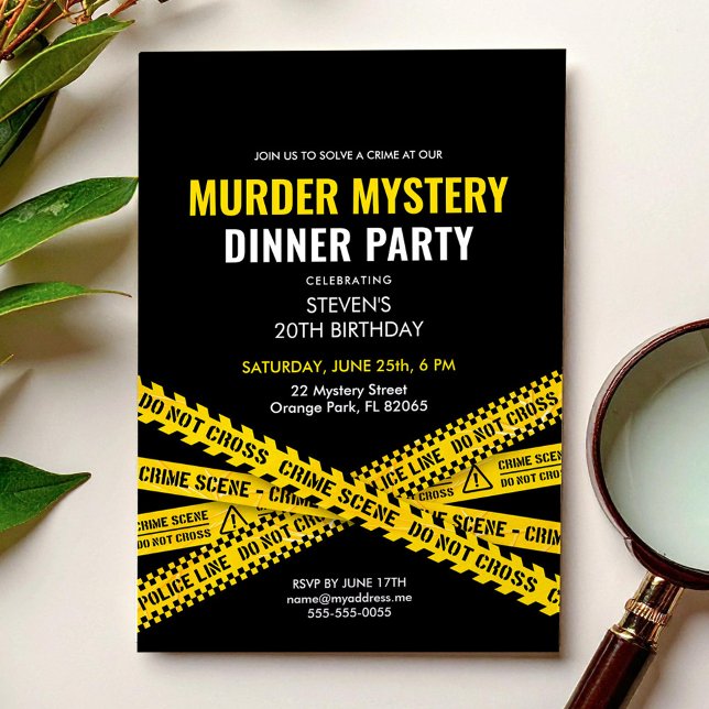 Mordmysterium Party, inbjudan på födelsedagen (Skapare uppladdad)
