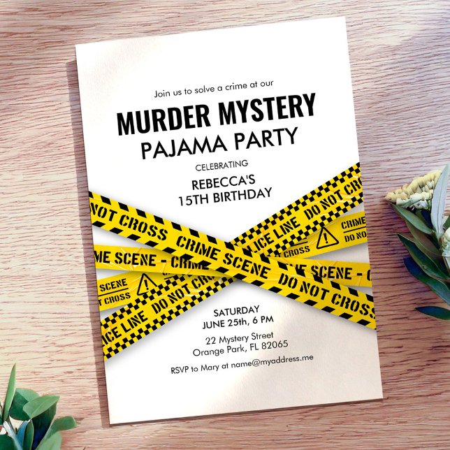 Mordmysterium Pyjamasas Födelsedagsfest Inbjudan (Skapare uppladdad)