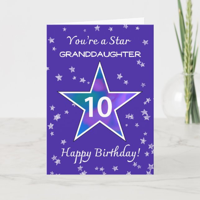 Mordotter 10:e födelsedag Shining Star Lila Kort (Framsida)