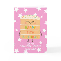 Mordotter 11:e födelsedag Rosa Cute Cake Anpassnin