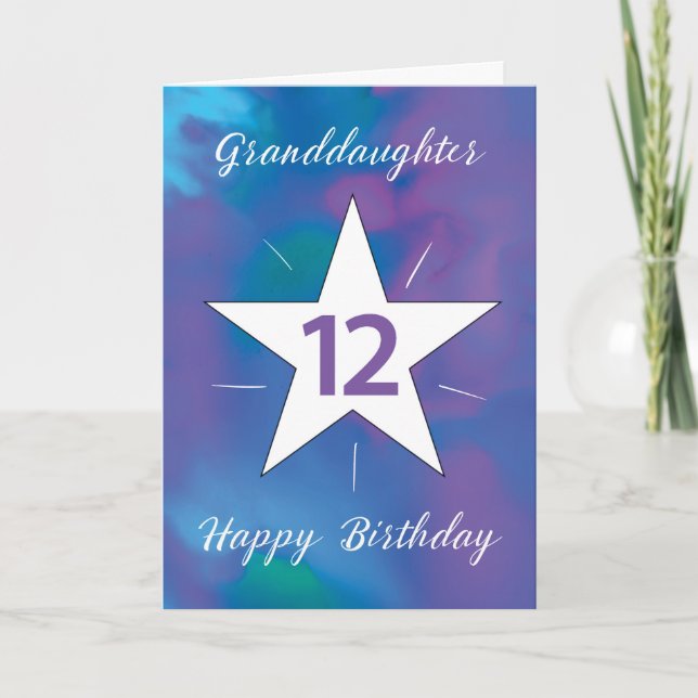 Mordotter 12:e Birthday White Shining Star Kort (Framsida)