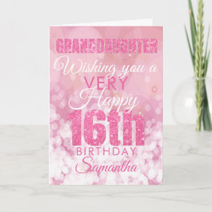 Mordotter 16th Girly Rosa Glitter födelsedag Kort