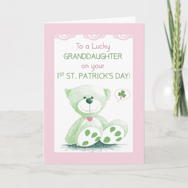 Mordotter 1:a St patricks day Snuggly Bear Kort (Framsida)