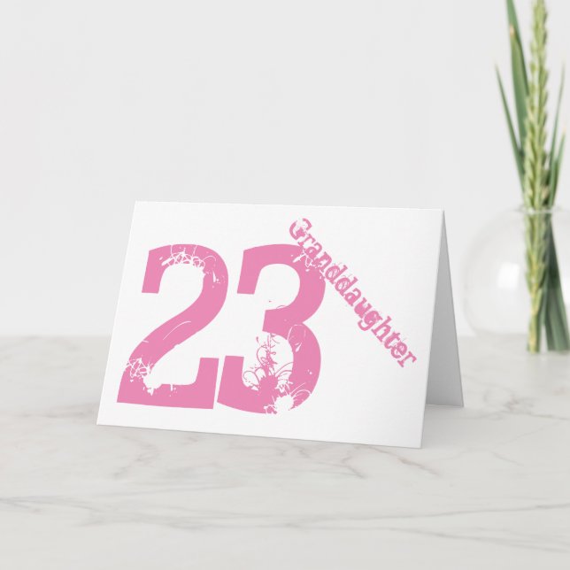 Mordotter, 23-årsdag, vit och rosa. kort (Framsida)
