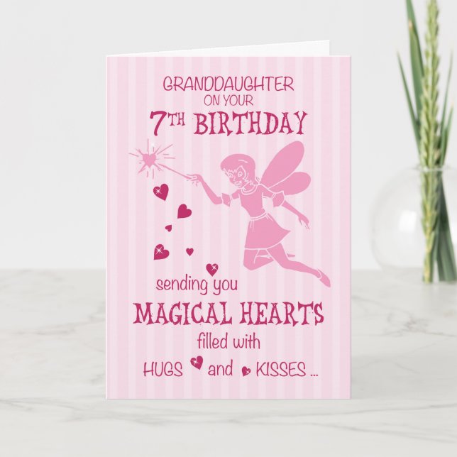Mordotter 7:e Birthday Magic Fairy Rosa Kort (Framsida)