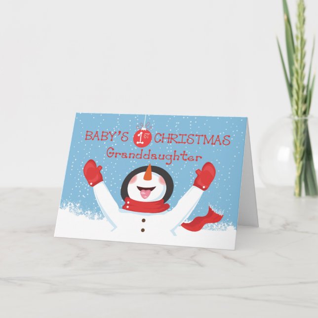 Mordotter Babys första jul Snögubbe Kort (Framsida)
