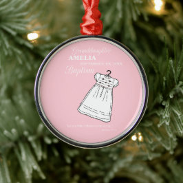 Mordotter, Baptism Gown på Rosa Personlig Julgransprydnad Metall