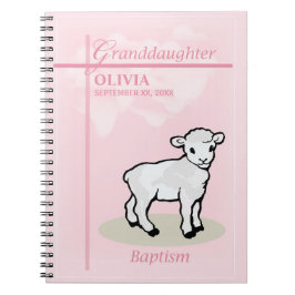 Mordotter Baptism Rosa Girl Girl Girl Lamb Namn an Anteckningsbok