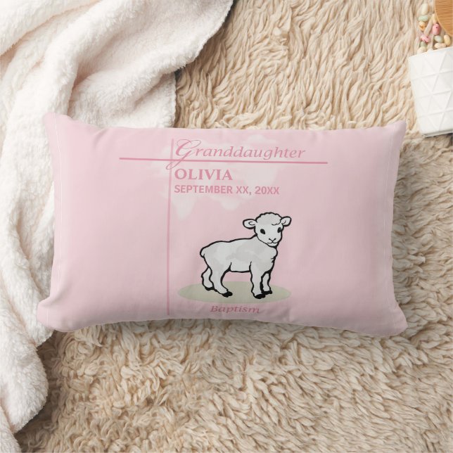 Mordotter Baptism Rosa Girl Girl Girl Lamb Namn an Lumbarkudde (Filt)