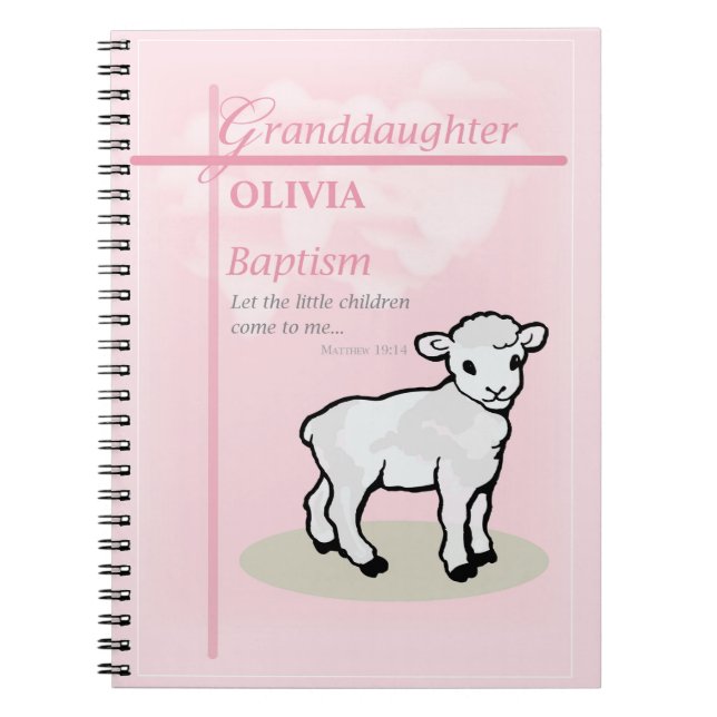 Mordotter Baptism Rosa Lamb Personlig Anteckningsbok (Framsidan)