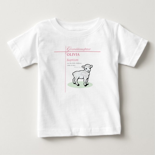 Mordotter Baptism Rosa Lamb Personlig T Shirt (Framsida)
