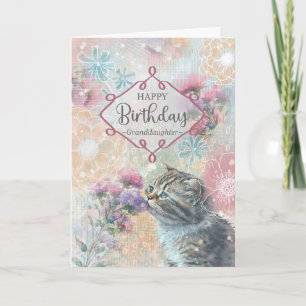 Mordotter Birthday Kattunge och Flowers Collage Kort