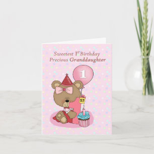Mordotter Birthday med Girl Bear and Cupcoa Kort