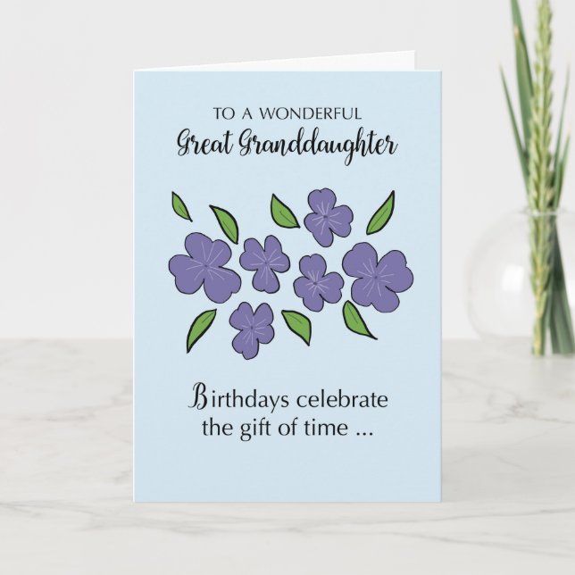 Mordotter Birthday med Violet Flowers Löv Kort (Framsida)