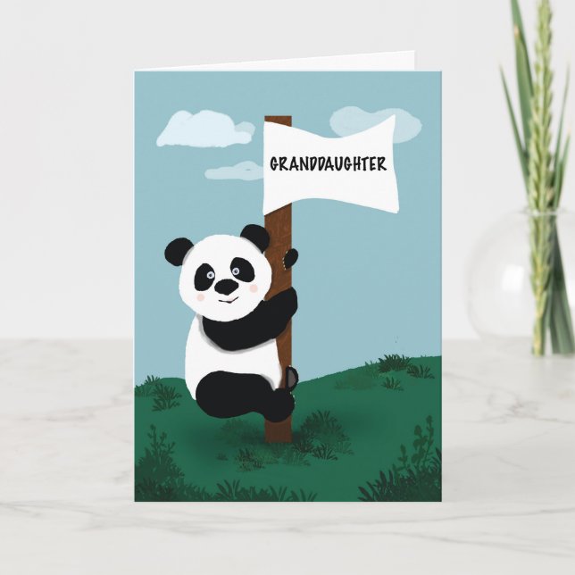 Mordotter Birthday Panda klättrande Flagga Pole Kort (Framsida)