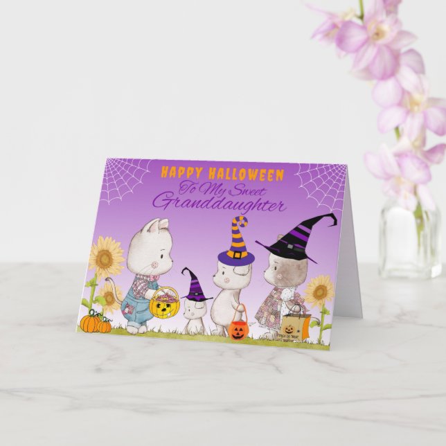 Mordotter Cute Cats och Hundar Halloween Kort (Orkide)