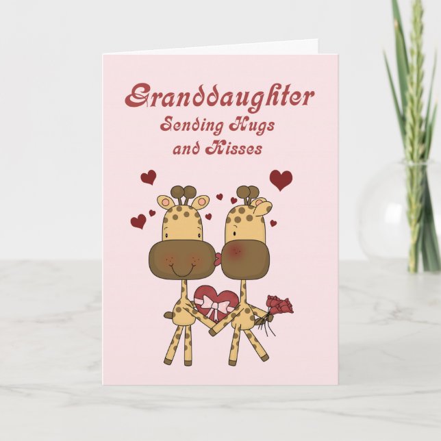 Mordotter, Giraffe Sending Hugs och Kisses Helgkort (Framsida)