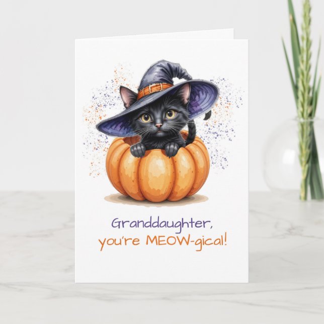 Mordotter Halloween Cute Cat in Pumpkin Kort (Framsida)