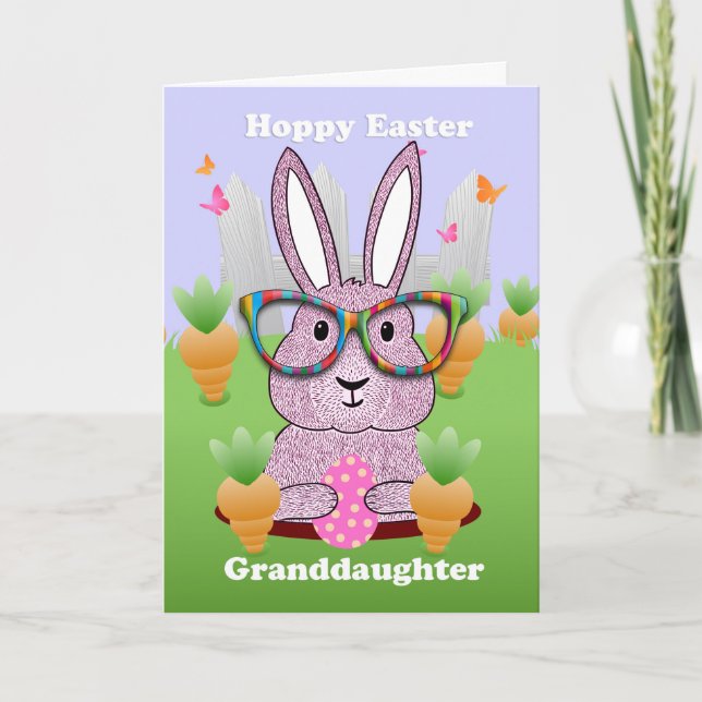 Mordotter, Hoppy Påsk med kaninglas Helgkort (Framsida)