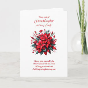 Mordotter och Familjejul Poinsettias Helgkort