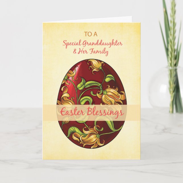 Mordotter och hennes familj, Påsk Blessings, Ägg Helgkort (Framsida)