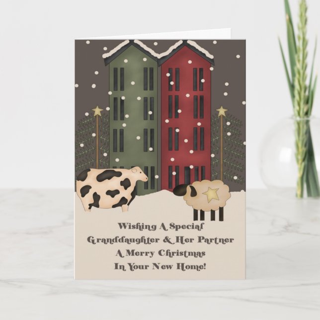 Mordotter och partner 1:a julen i New Home Helgkort (Framsida)