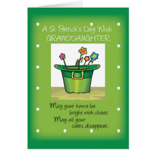 Mordotter, St. Patrick's Day Hat med blommor Hälsningskort