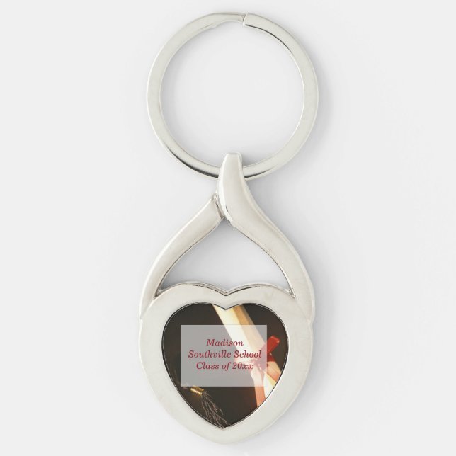 Mordotter Studenten Önskemål, Gift Twisted Heart Silverfärgad Nyckelring (Framsidan)
