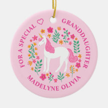 Mordotter Unicorn Flowers Cute Rosa Ornament