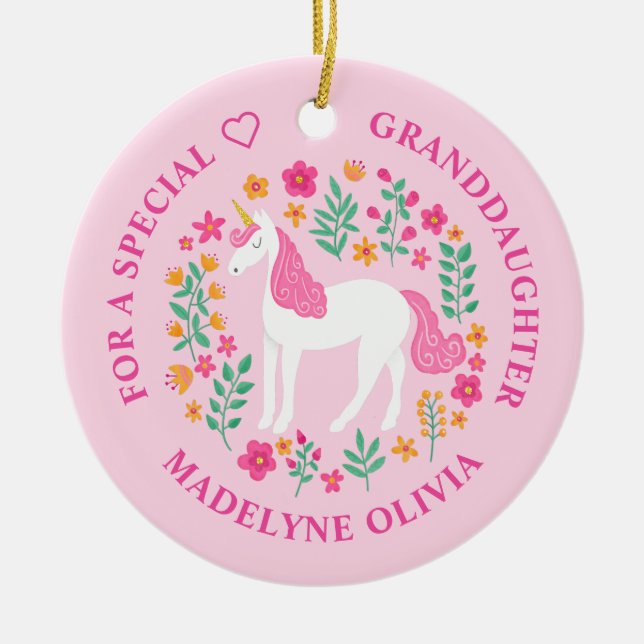 Mordotter Unicorn Flowers Cute Rosa Ornament (Framsidan)