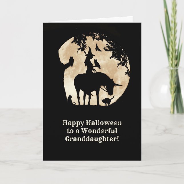 Mordottern Halloween Witch och Unicorn Kort (Framsida)
