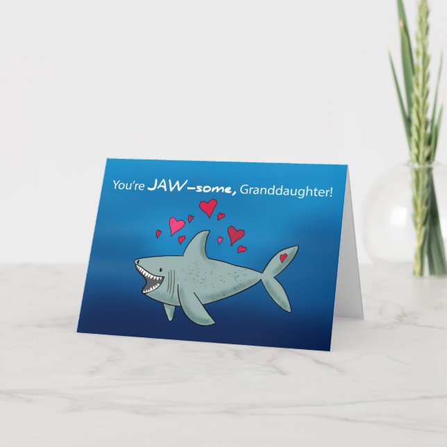 Mordottern Valentines day-haj med hjärter Kort (Framsida)