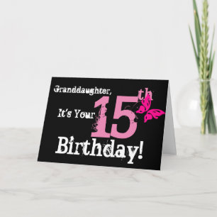 Mordotters 15-årsdag, rosa-fjäril. kort