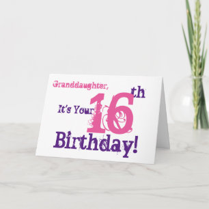 Mordotters 16-årsdag i lila, rosa. kort