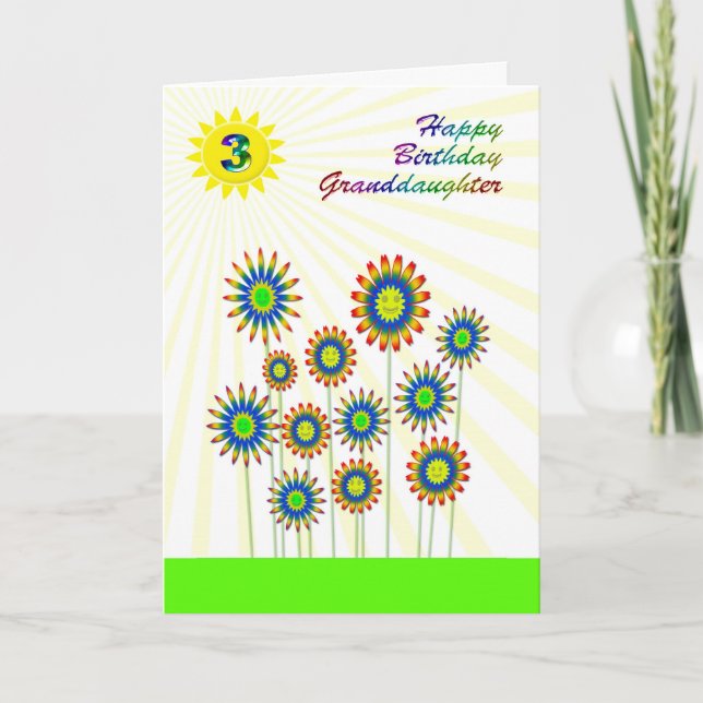 Mordotters ålder 3, ett lycklig-blomsterkort kort (Framsida)