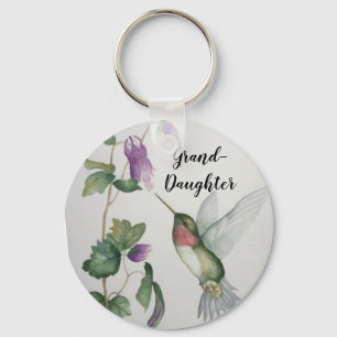 Mordotters Elegant Hummingbird Button Keychain Nyckelring