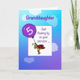 Mordotters femte födelsedag Ladybug Balloon Kort