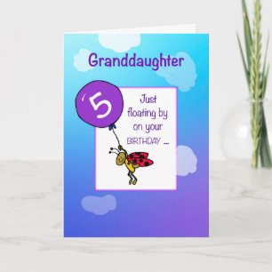 Mordotters femte födelsedag Ladybug Balloon Kort