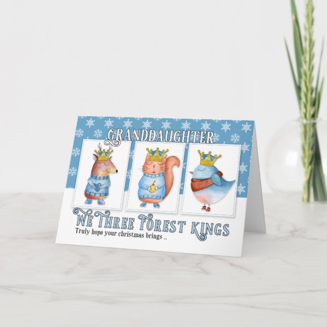 Mordotters jul Tre Forest Kung Cute Helgkort (Framsida)
