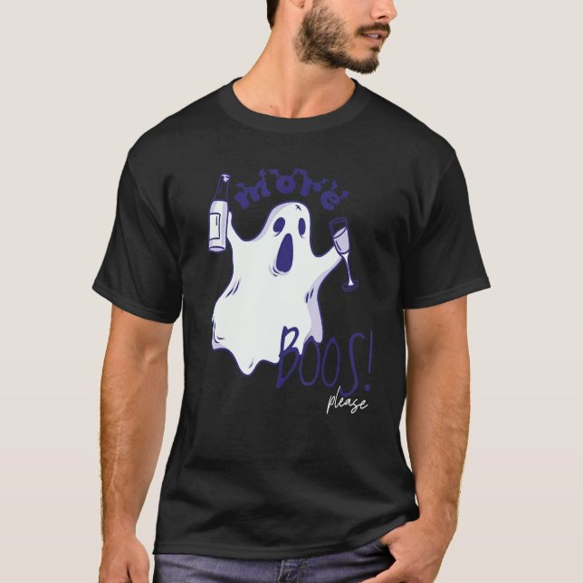 More Boos Please Ghost Beer Drinking  Halloween Gr T Shirt (Framsida)