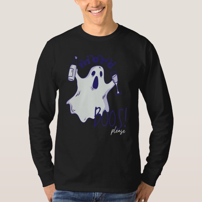 More Boos Please Ghost Beer Drinking  Halloween Gr T Shirt (Framsida)