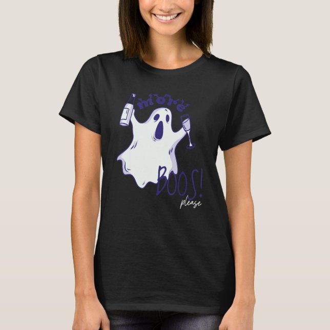 More Boos Please Ghost Beer Drinking  Halloween Gr T Shirt (Framsida)