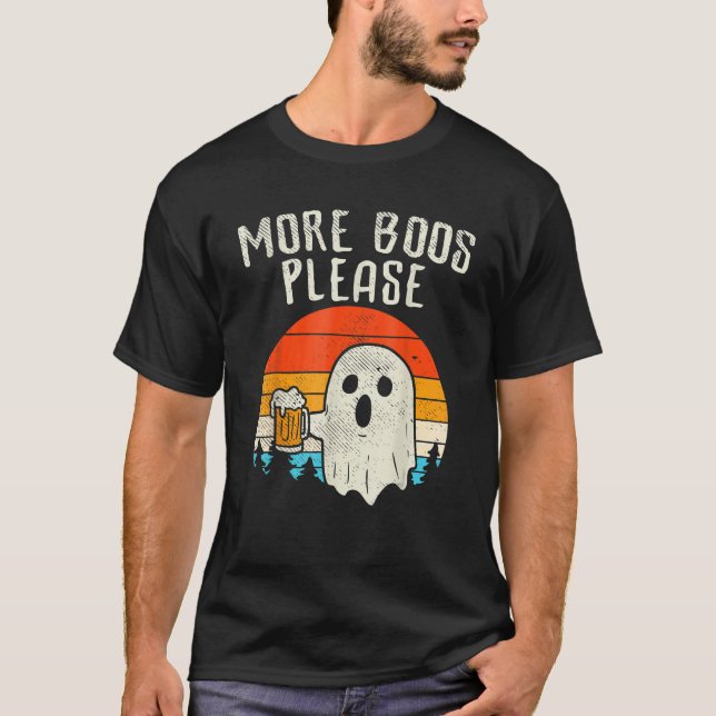 More Boos Please Ghost Beer Halloween Beer Drinkin T Shirt (Framsida)
