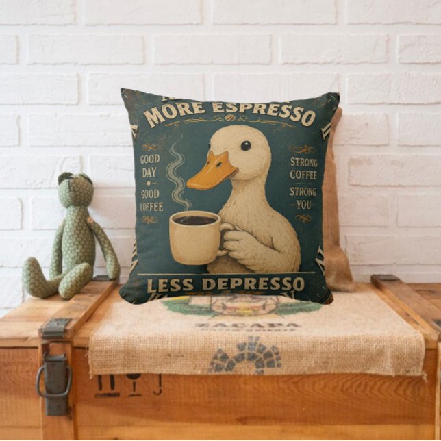 More Espresso Less Depresso Coffee Lover Kudde (Skapare uppladdad)