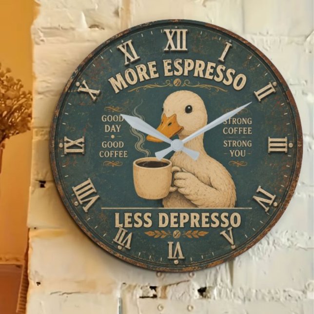More Espresso Less Depresso Coffee Lover Stor Klocka (Skapare uppladdad)