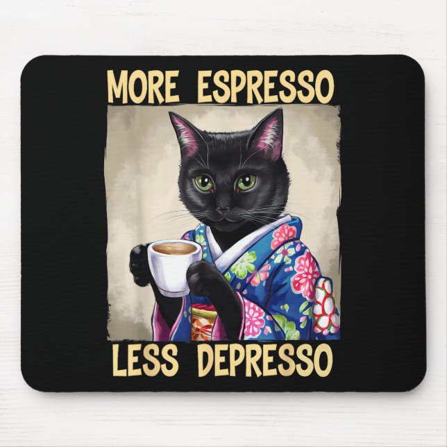 More Espresso Less Depresso Japanese Art Funny Cat Musmatta (Framsidan)
